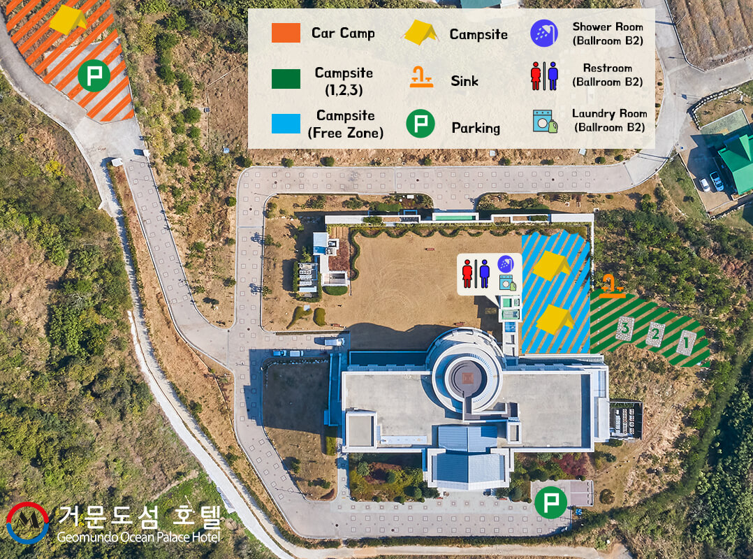 巨文島ホテルキャンプ場サイトマップ